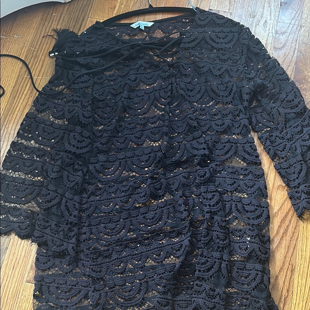 Black Island Elegant Black Crochet Dress